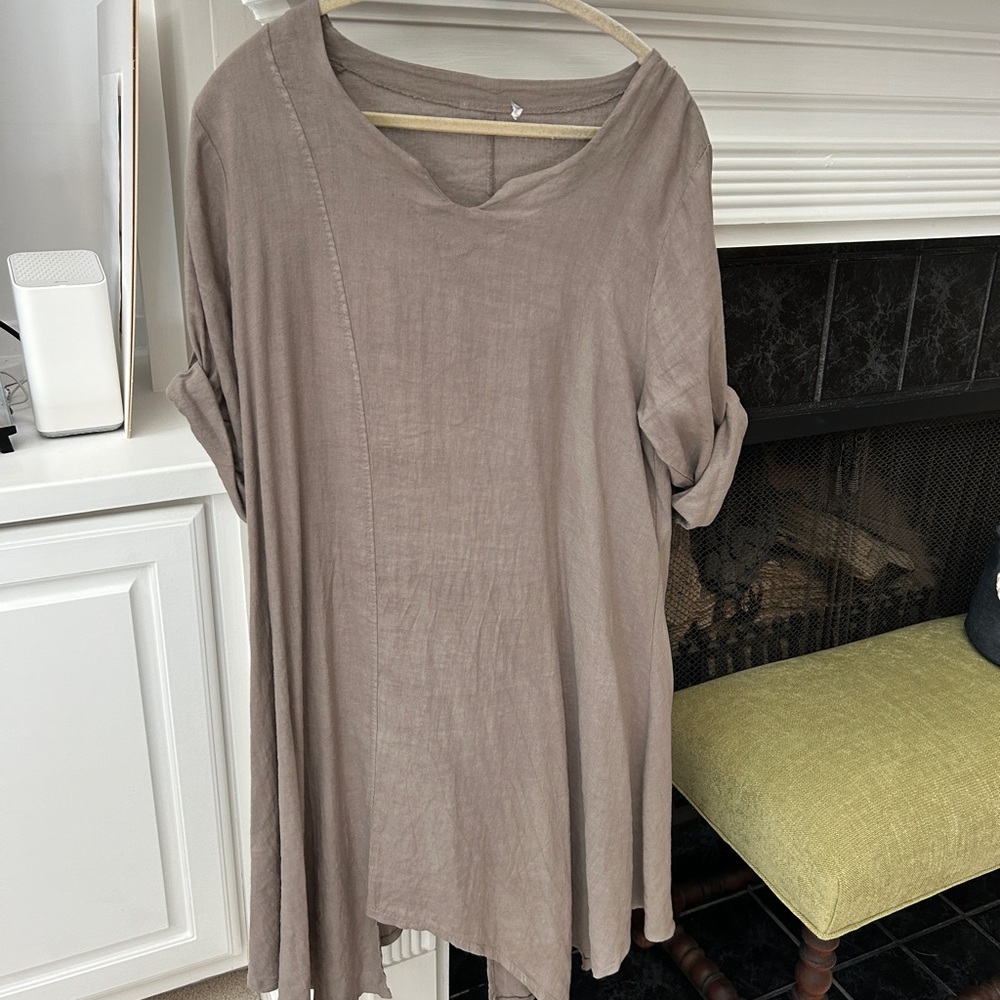 Italian Linen asymmetrical hemmed dress